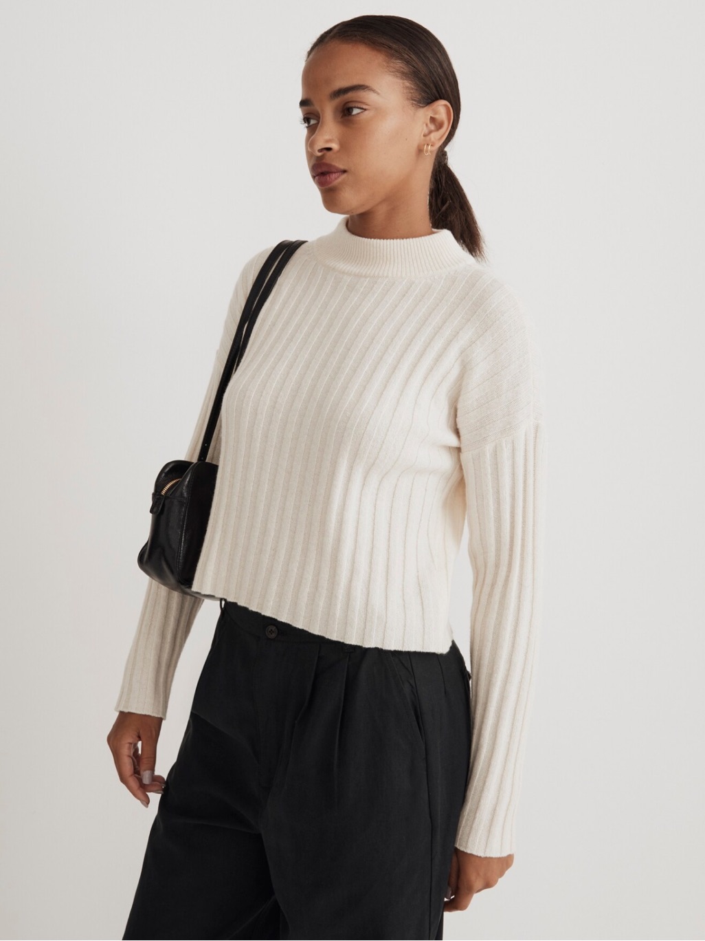 Madewell Levi Wool Long Sleeve Crop Sweater Pullover Top